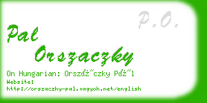 pal orszaczky business card